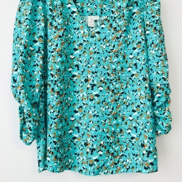 Joie Ruched Puff Sleeve Ditsy Floral Oversized Retro Top Blouse - Picture 8 of 12